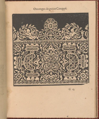 Les Singuliers et Nouveaux Portraicts... page 27 (recto) by Federico de Vinciolo, book, 1588