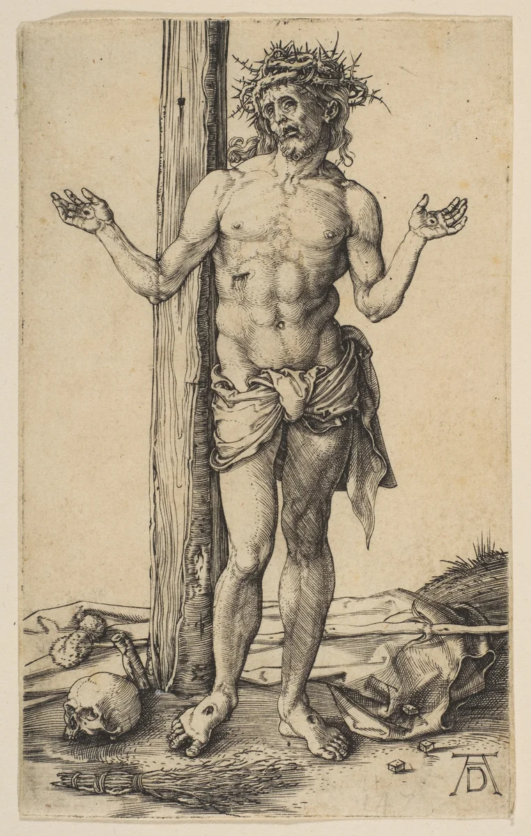 Man of Sorrows with Arms Outstretched by Albrecht Dürer, print, 1500