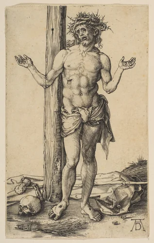 Man of Sorrows with Arms Outstretched by Albrecht Dürer, print, 1500