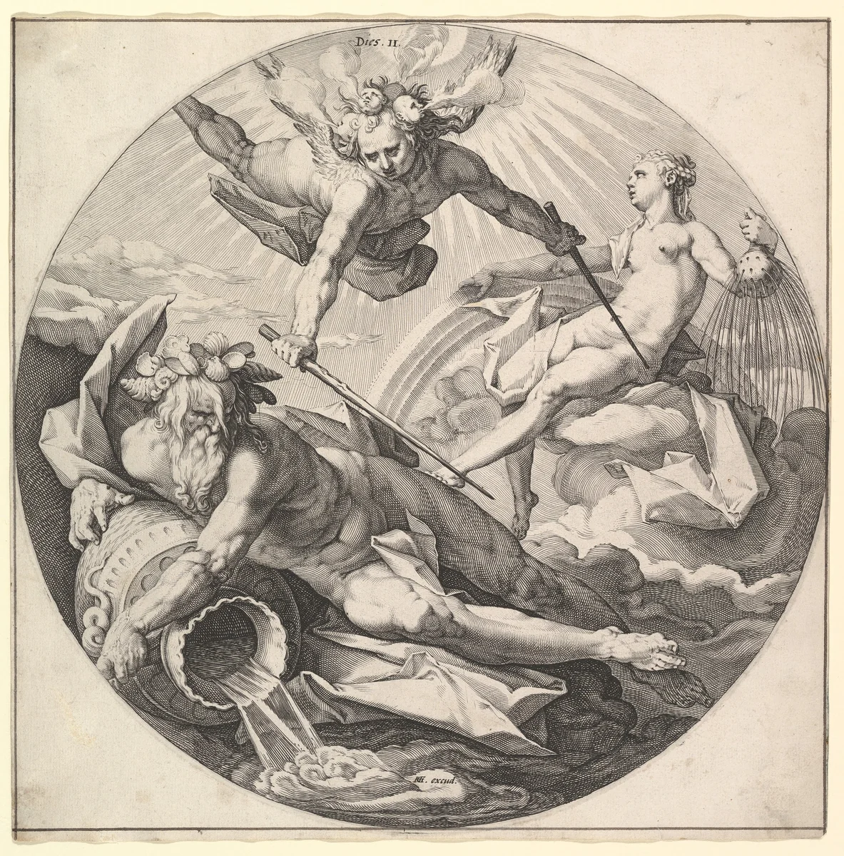 The Second Day (Dies II): The Division of the Waters, plate 2 from "The Creation of the World" by Jan Muller, print, 1589