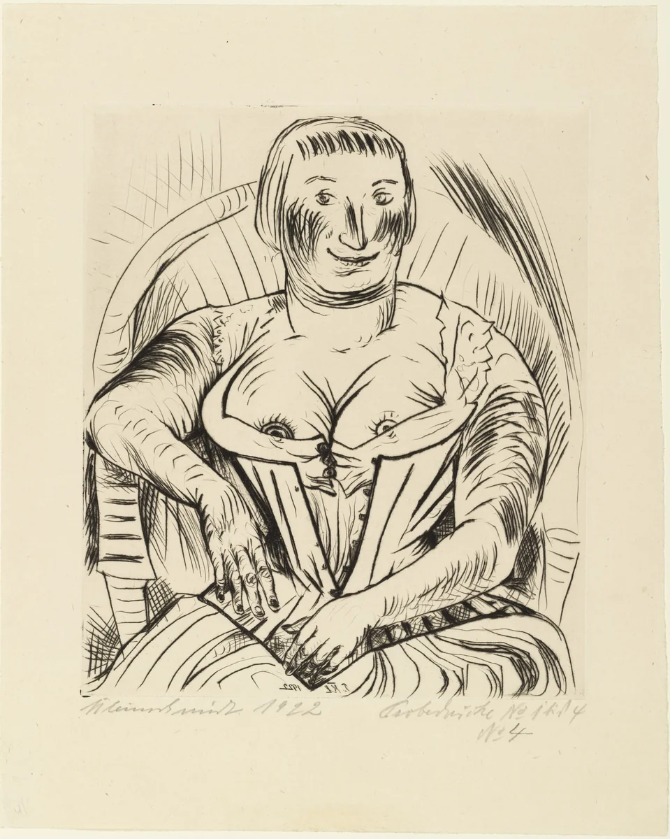 Woman in Armchair (Frau im Sessel) by Paul Kleinschmidt, print, 1922