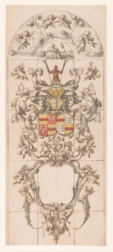 Ontwerp voor glasraam elf in kerk te Oudshoorn by Pieter Jansz, drawing, 1663-1666
