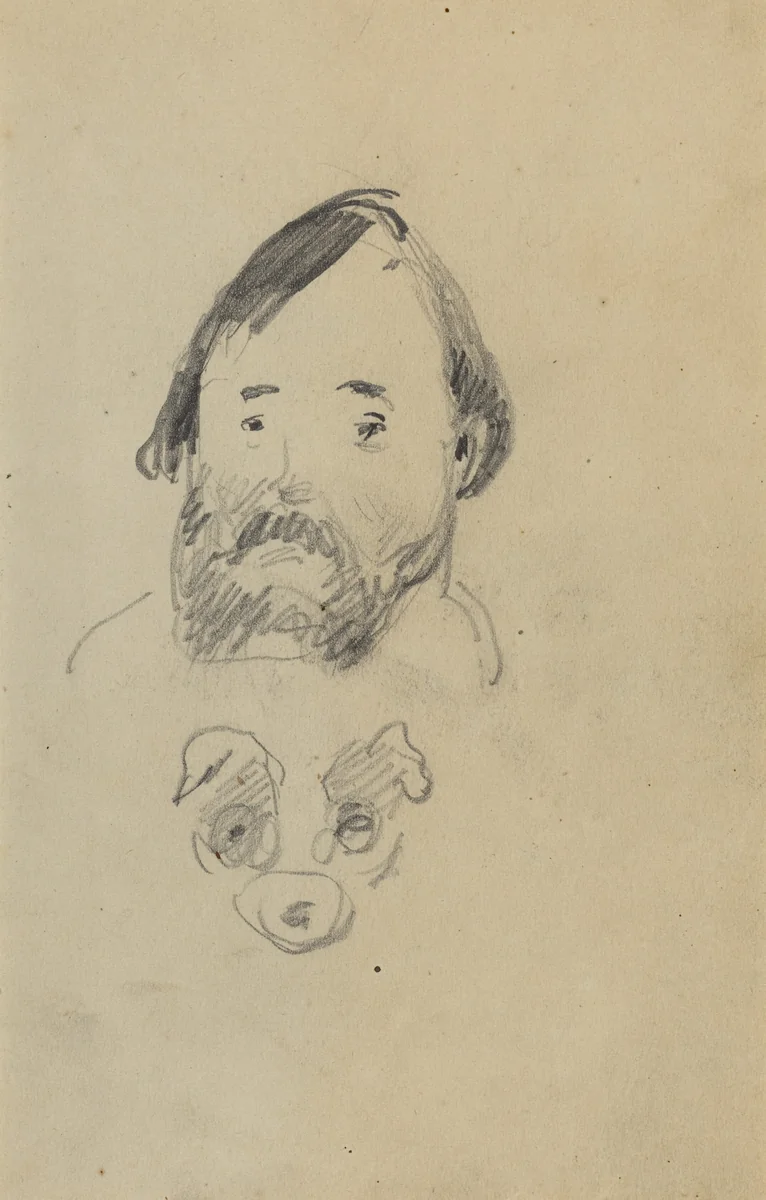 Head of a Bearded Man with a Head of a Dog [recto] by Paul Gauguin, drawing, 1884-1888