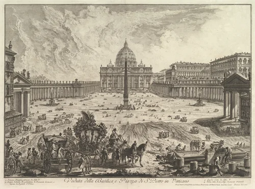 View of St. Peter's Basilica and Piazza in the Vatican, from Vedute di Roma (Roman Views) by Giovanni Battista Piranesi, print, 1743-1753