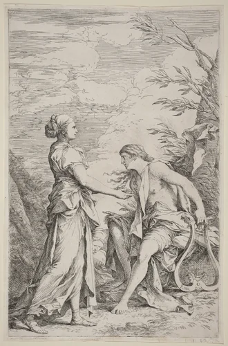 Apollo and the Cumaean Sibyl by Salvator Rosa, print, 1661