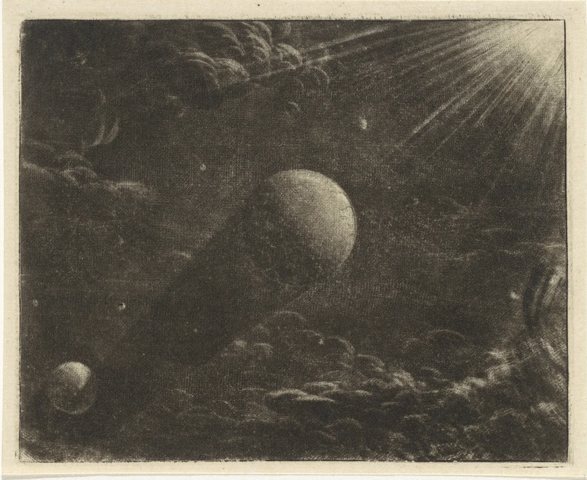 Maansverduistering by Vincent Laurensz. van der Vinne, print, 1696-1742
