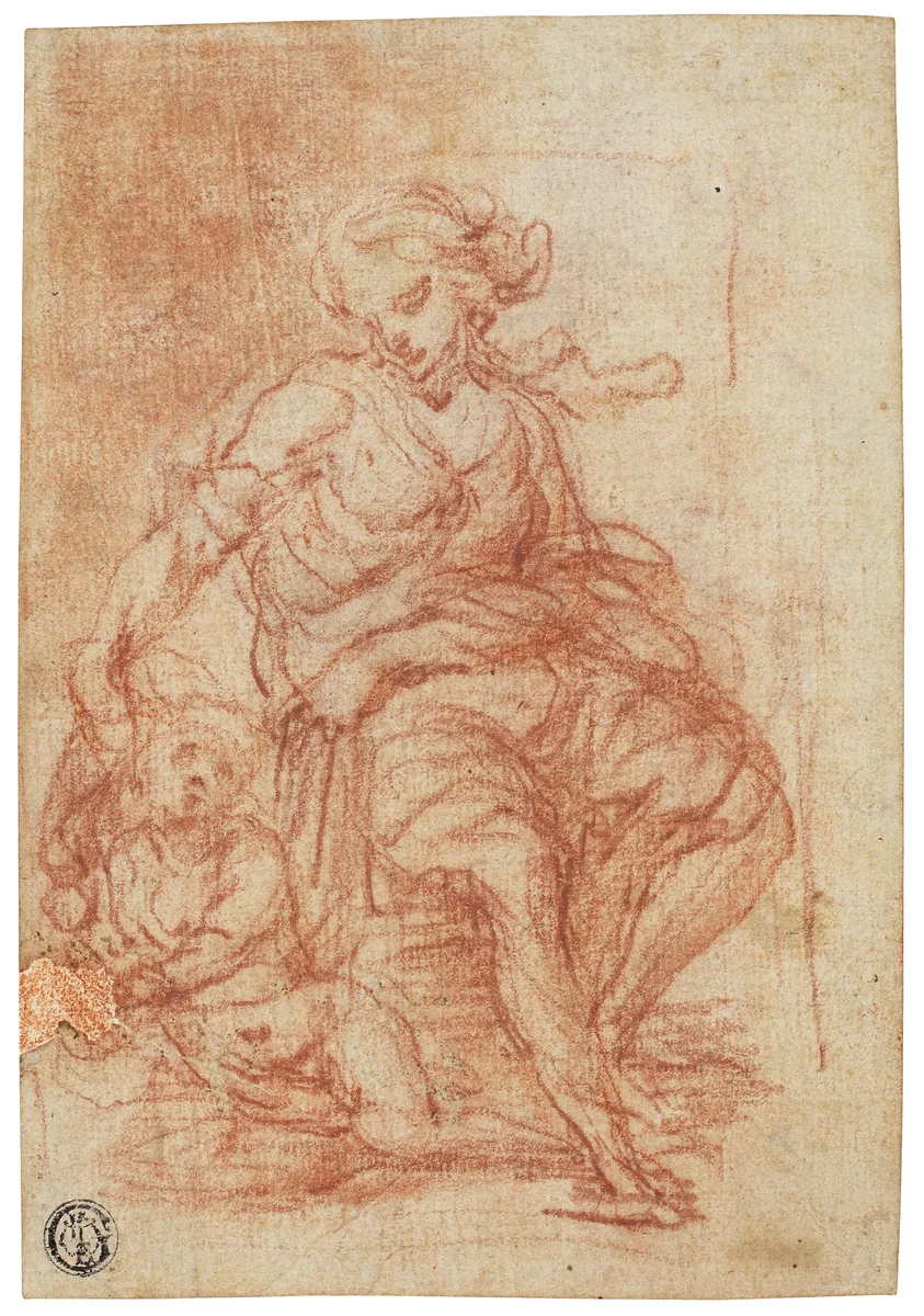 Seated Mother and Child by Alessandro Casolani, drawing, 1572-1606