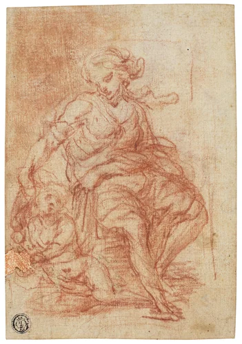 Seated Mother and Child by Alessandro Casolani, drawing, 1572-1606