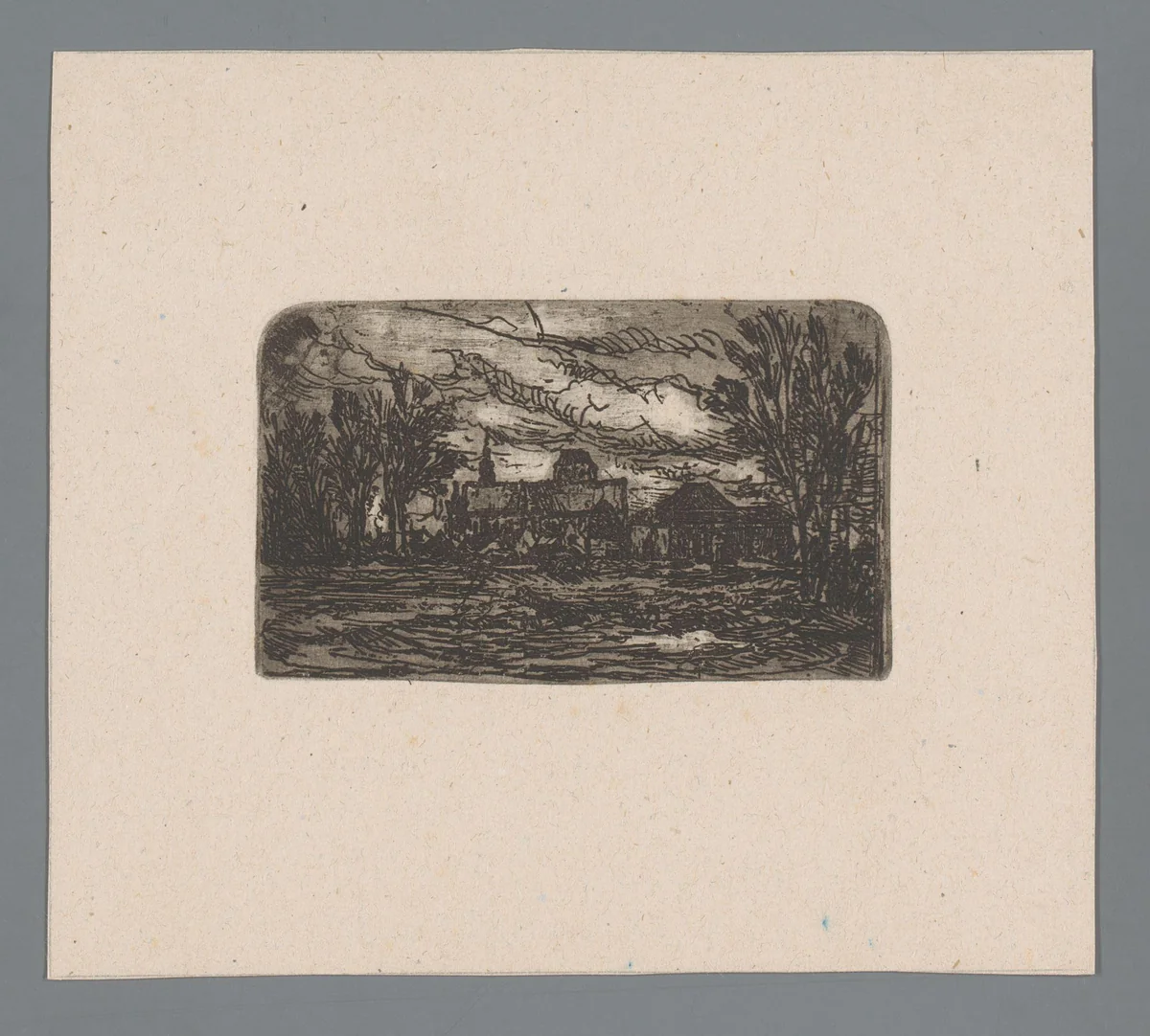 Gezicht op de Rode Poort in Antwerpen by Willem Linnig, print, 1852-1890