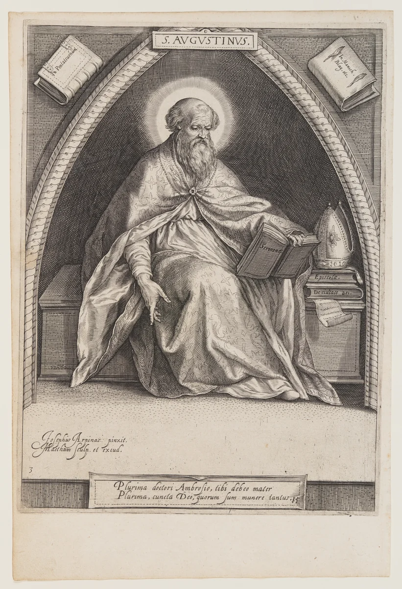 St Augustine, from The Fathers of the Church by Jacob Matham, print, 1600