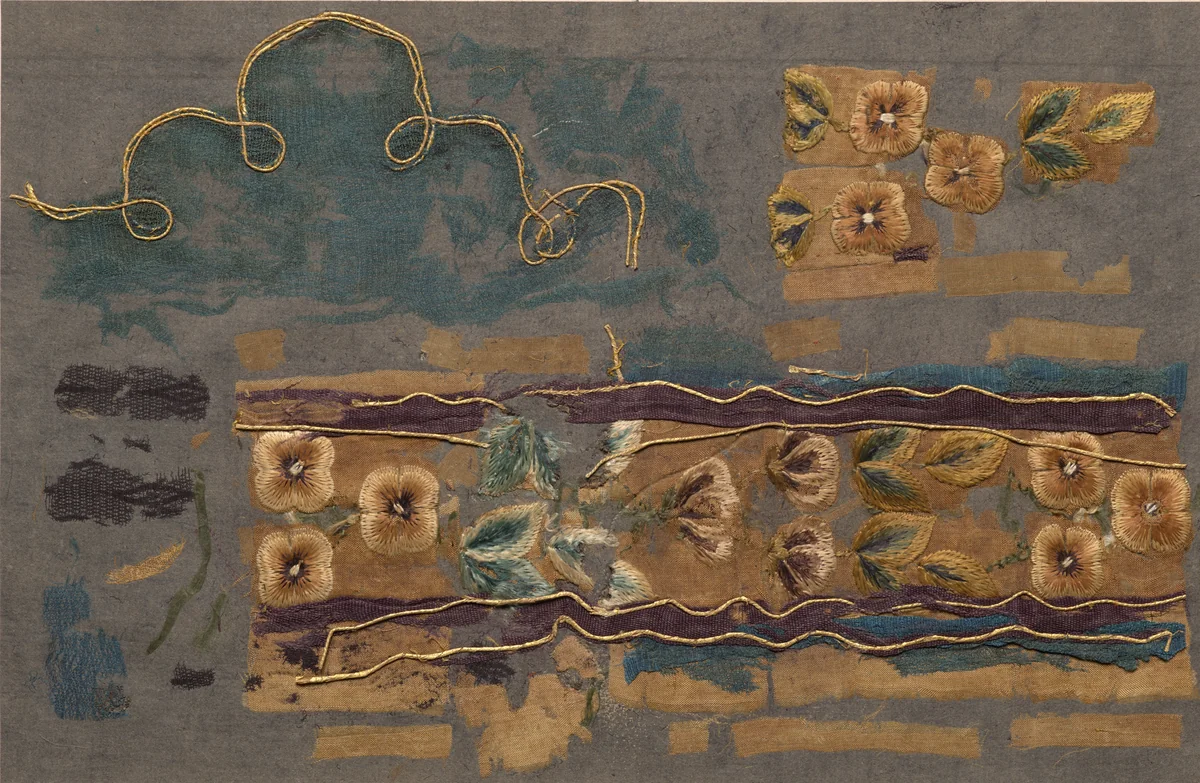 Embroidered Fragments Mounted as One by Unknown, textile, 700-799