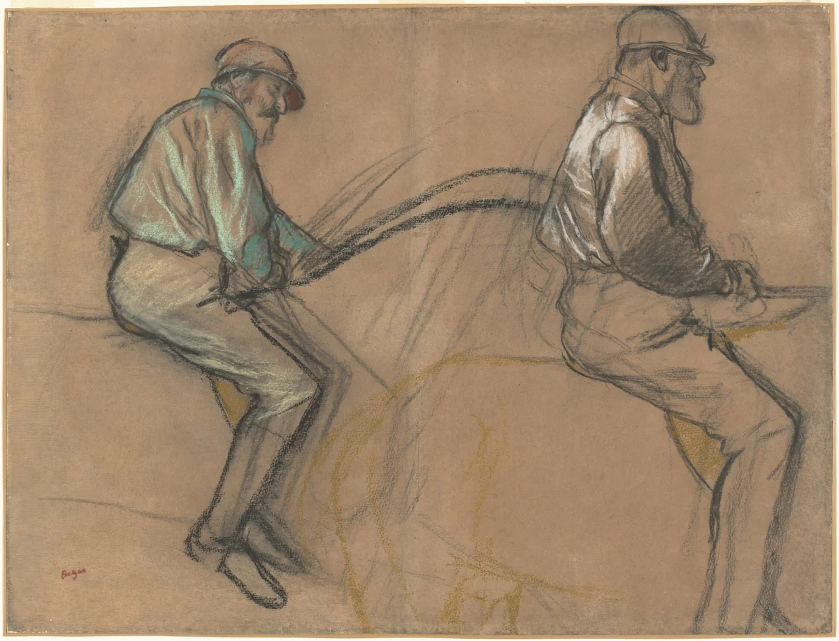 Two Studies of a Jockey by Edgar Degas, drawing, 1834-1917