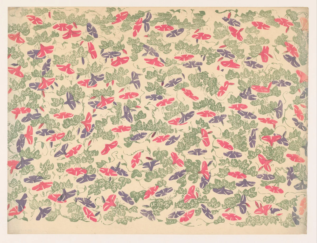 Patroon van bladranken en bloemen van de winde by anonymous, other, 1860-1930