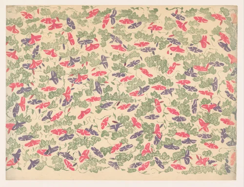 Patroon van bladranken en bloemen van de winde by anonymous, other, 1860-1930