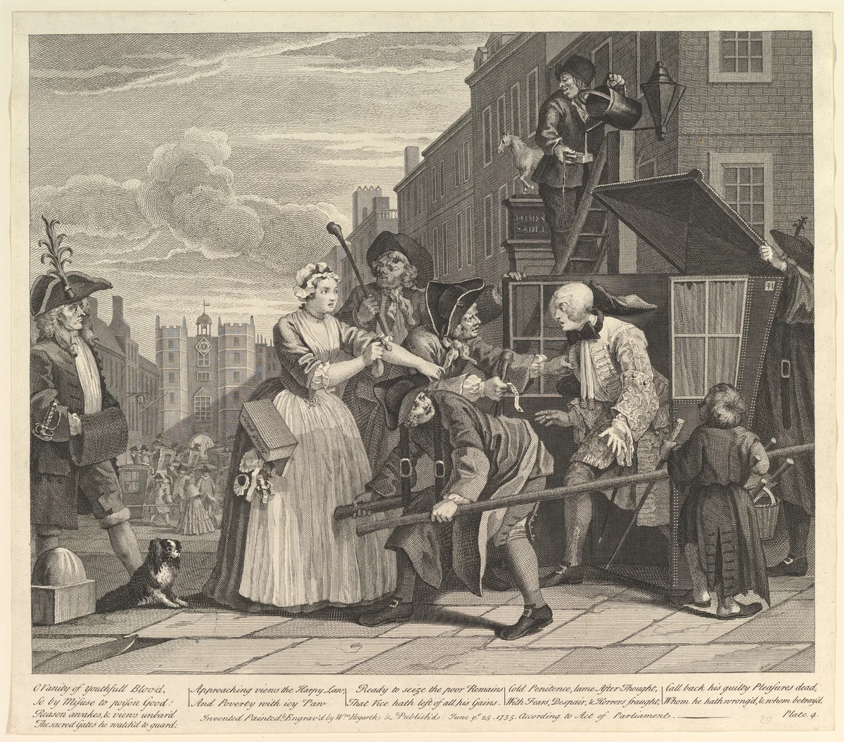 A Rake's Progress, Plate 4 by William Hogarth, print, 1735