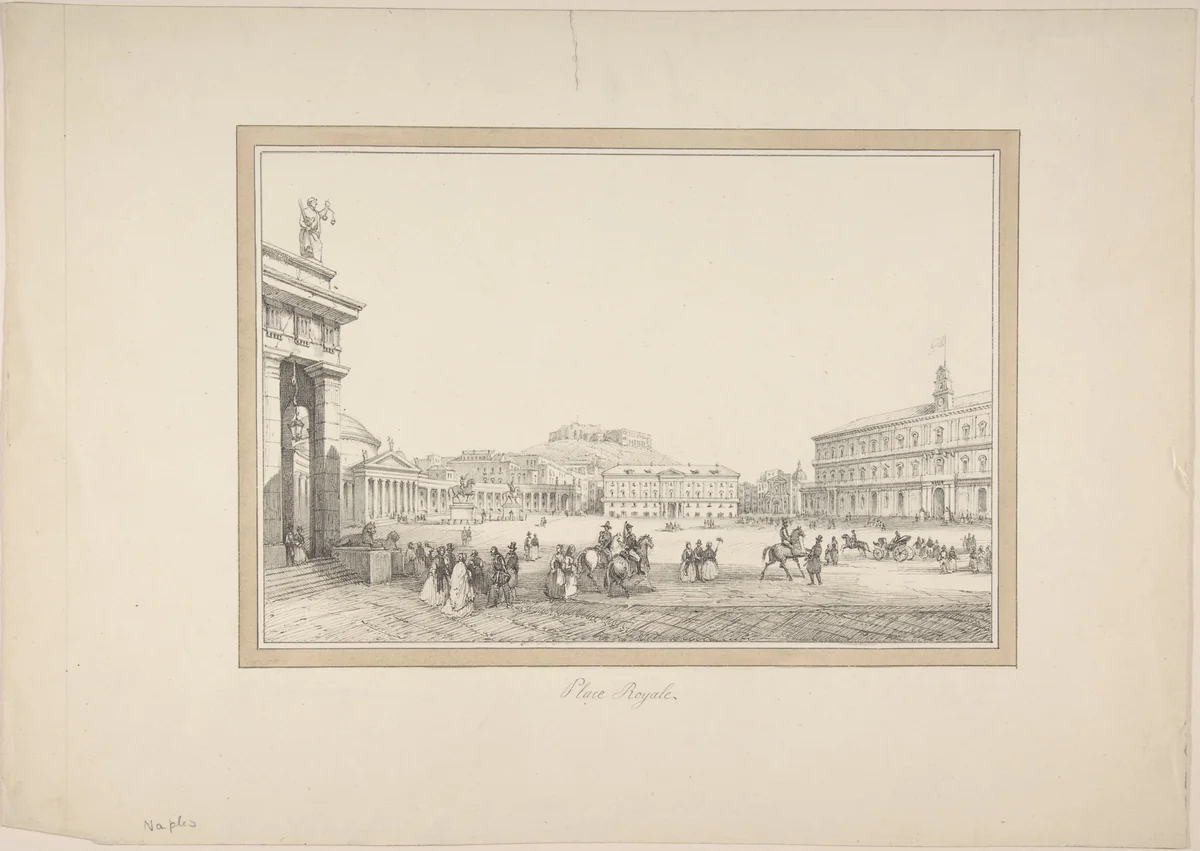 View of Naples: Place Royale by anonymous, drawing, 1800-1899