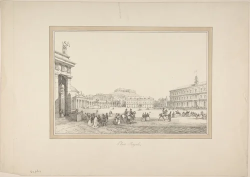 View of Naples: Place Royale by anonymous, drawing, 1800-1899