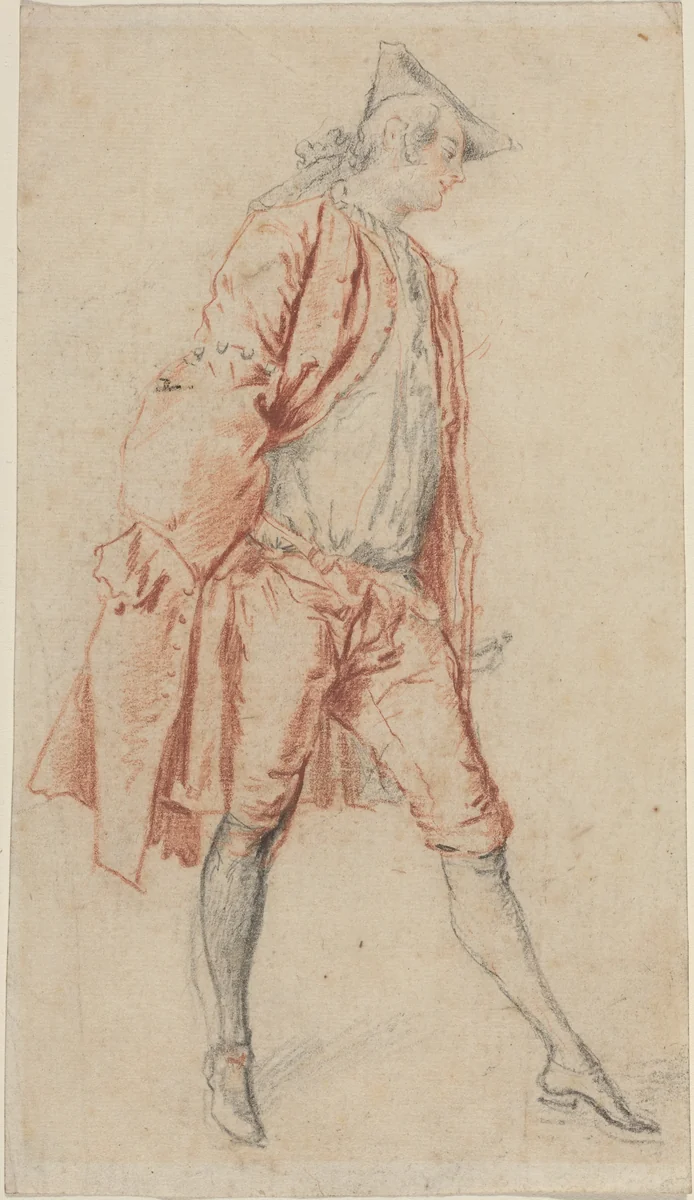 A French Gentleman Standing by Jacques André Portail, drawing, 1695-1759