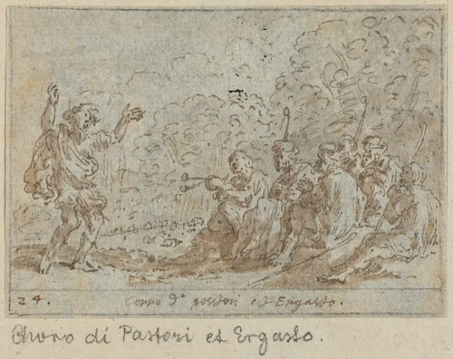 Chorus of Shepherds and Ergasto by Johann Wilhelm Baur, drawing, 1640