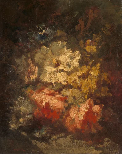 Still Life with White and Red Roses by Narcisse Virgile Diaz de la Peña, painting, 1860-1876