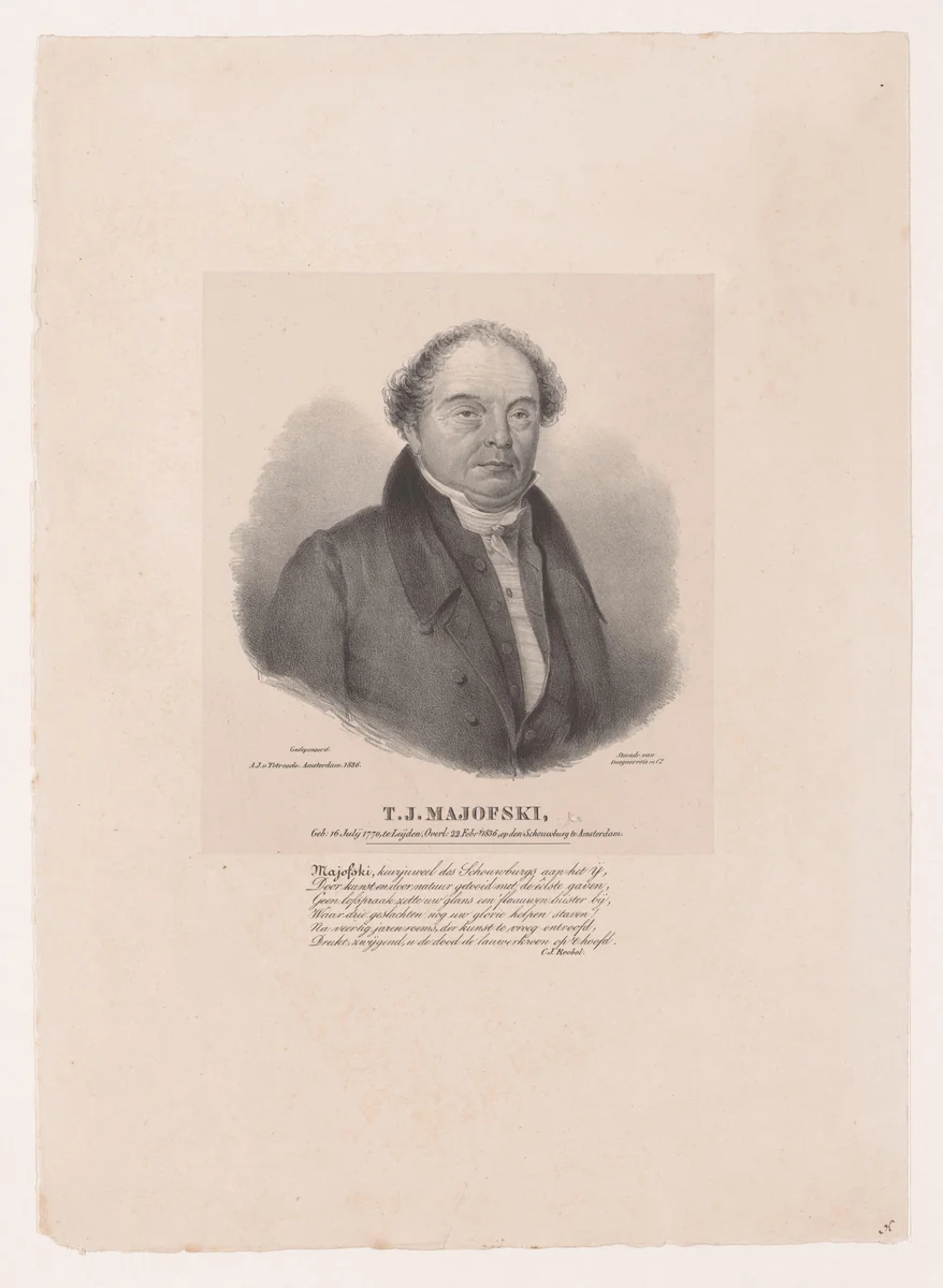 Portret van Theodorus Johannes Majofski by anonymous, print, 1840-1875