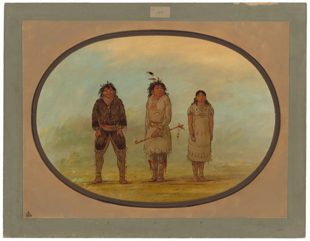 Three Selish Indians by George Catlin, painting, 1855-1869