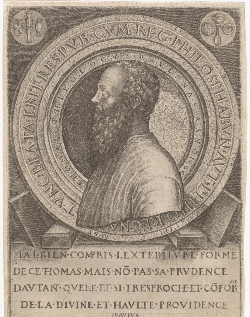 Portret van filoloog Thomas van Ravenna by Unknown, print, 1560