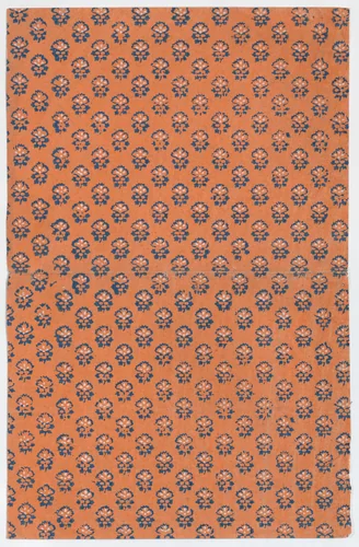 Orange book cover with overall floral pattern by anonymous, print, 1800-1900