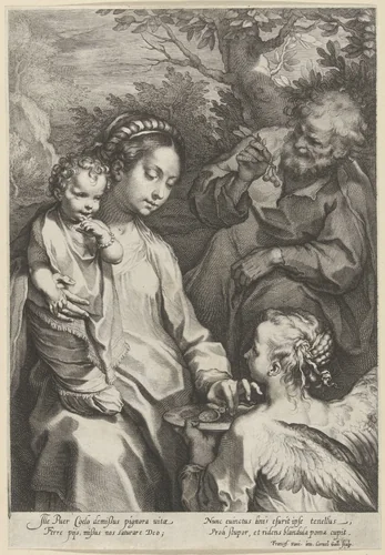 Maria geeft het Kind te eten by Unknown, print, 1586-1612
