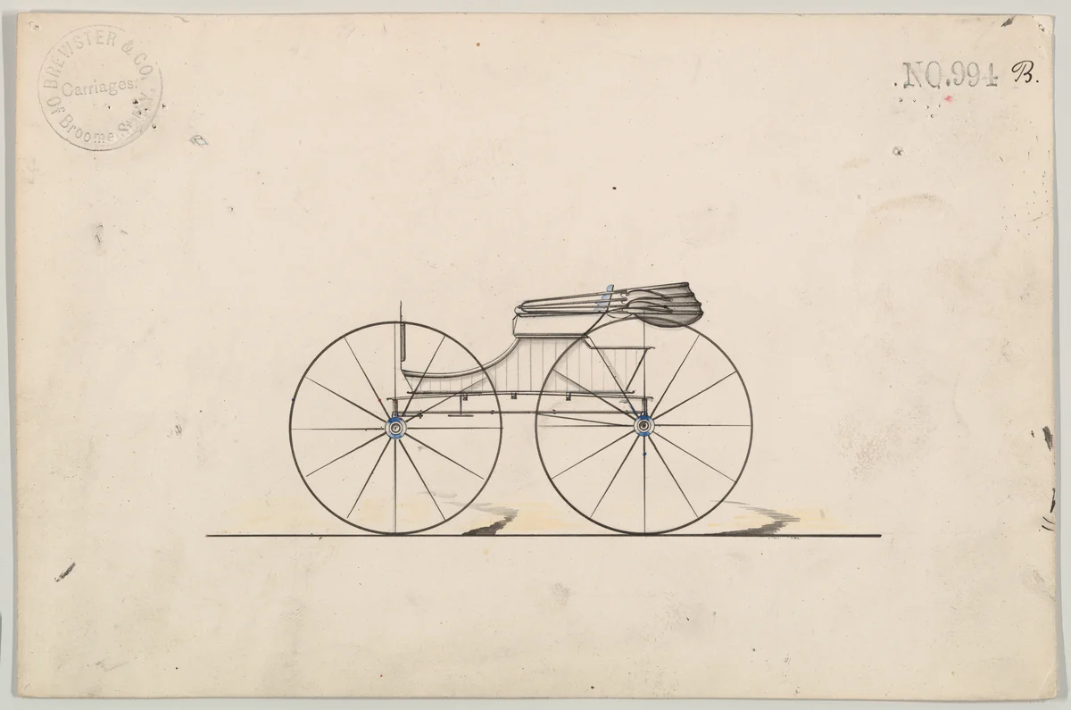 Design for Wagon, no. 994b by Brewster & Co., drawing, 1850-1870