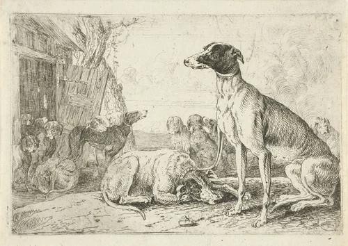 Hondenkennel by Jan van den Hecke, print, 1656