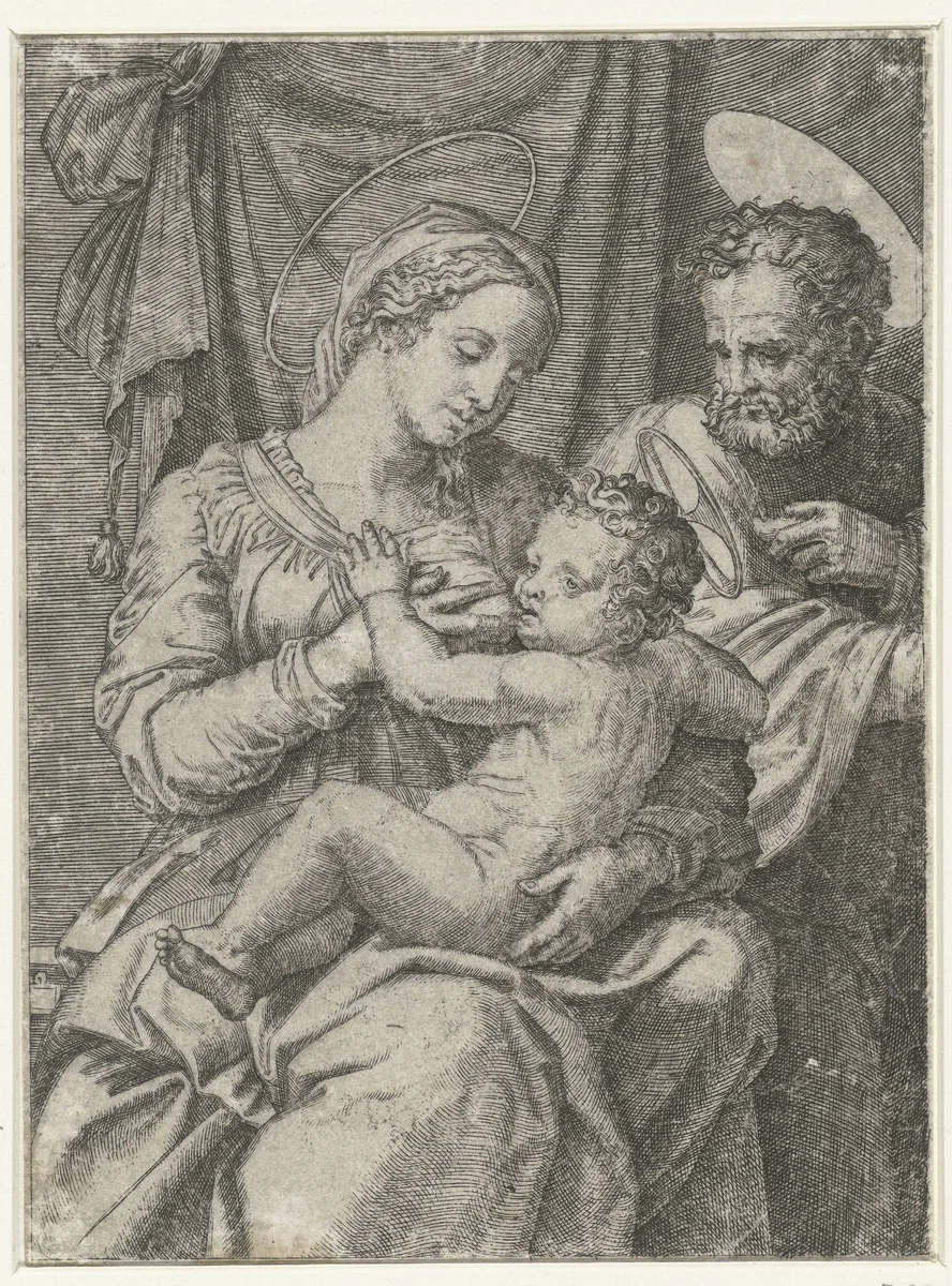 Heilige Familie by Marcantonio Raimondi, print, 1500-1530