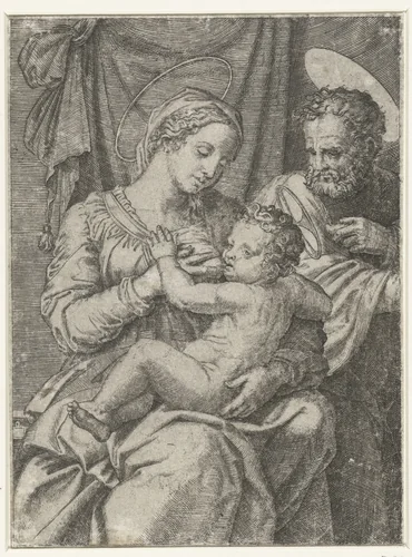 Heilige Familie by Marcantonio Raimondi, print, 1500-1530