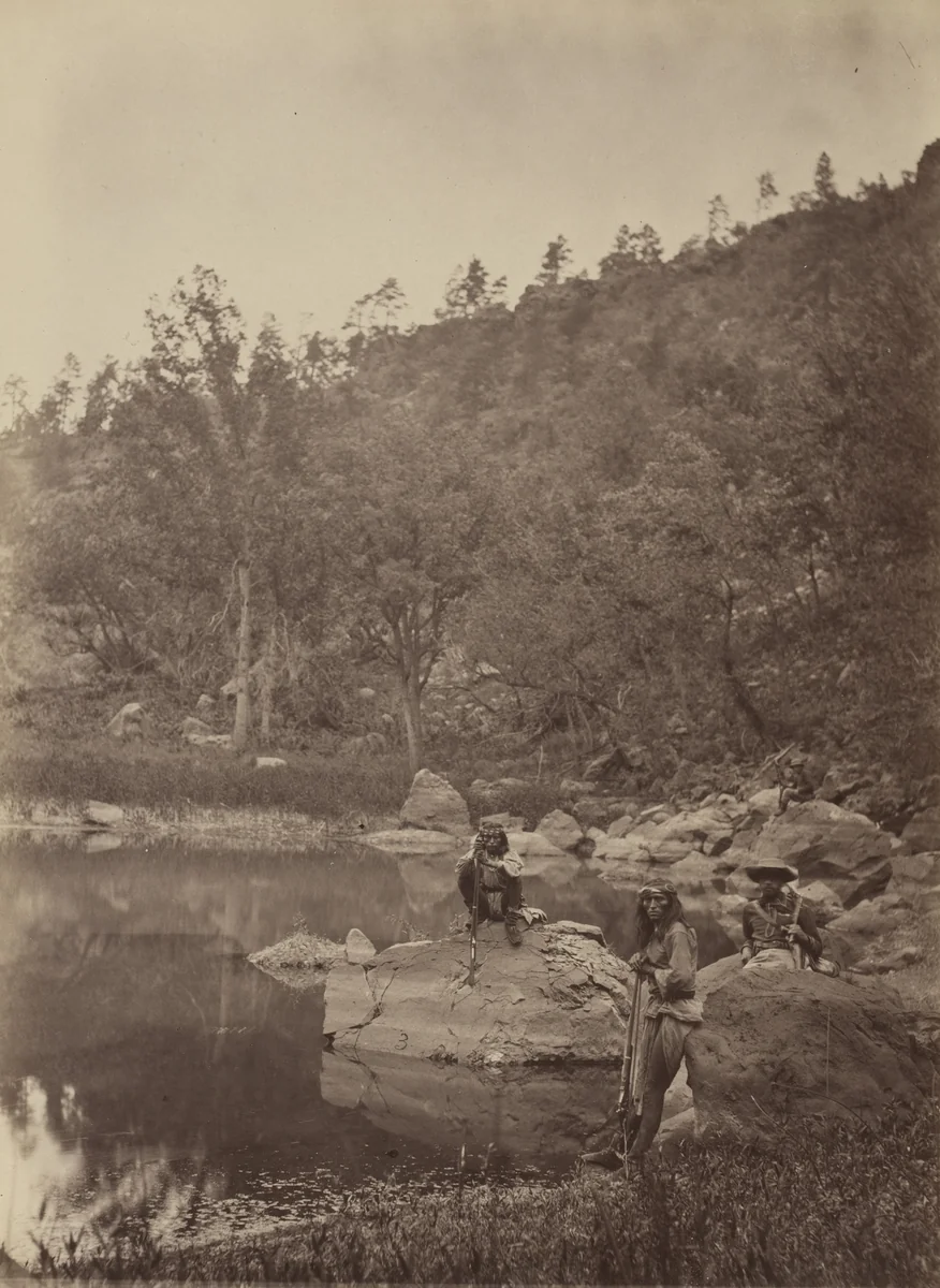 View on Apache Lake, Sierra Blanca Range, Arizona by Timothy O'Sullivan, photograph, 1871
