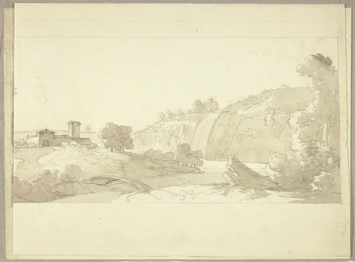 Panoramic Italian Landscape by Pierre Antoine Mongin, drawing, 1781-1827