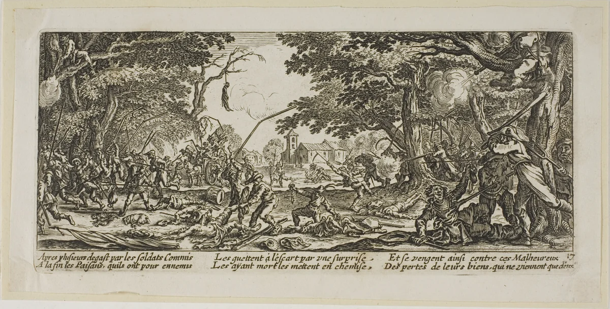 The Peasants Avenge Themselves, plate seventeen from The Large Miseries of War by Gerrit Lucasz van Schagen, print, 1612-1635