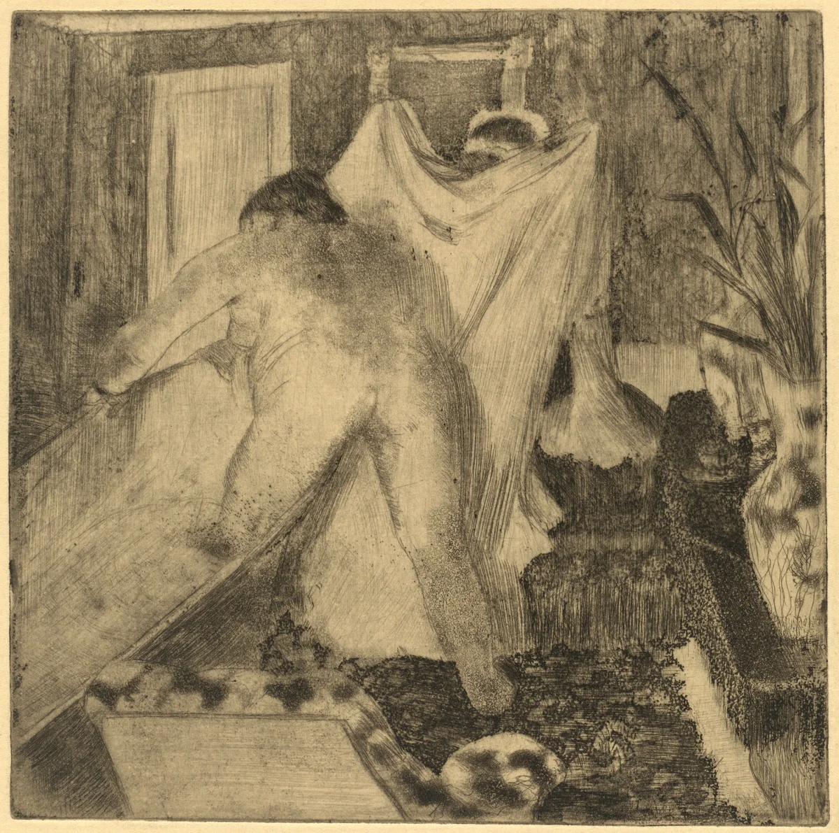 Leaving the Bath (La sortie du bain) by Edgar Degas, print, 1879-1880