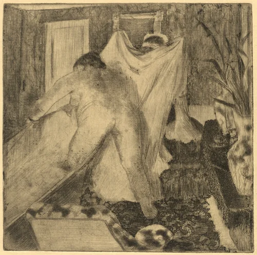 Leaving the Bath (La sortie du bain) by Edgar Degas, print, 1879-1880
