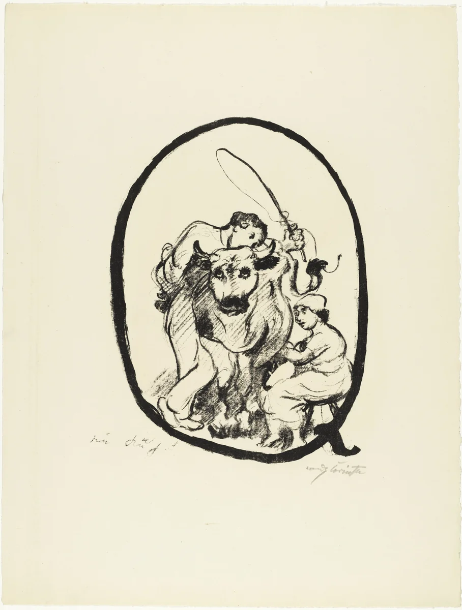 Letter Q (Buchstabe Q) from the illustrated book in portfolio form The ABCs (Das ABC) by Lovis Corinth, print, 1916