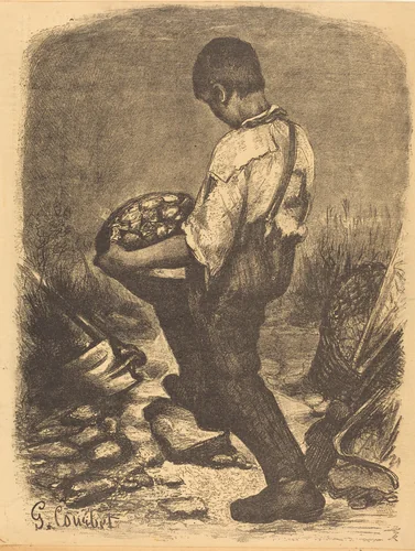The Stone Breaker by Firmin Gillot; Gustave Courbet, print, 1849