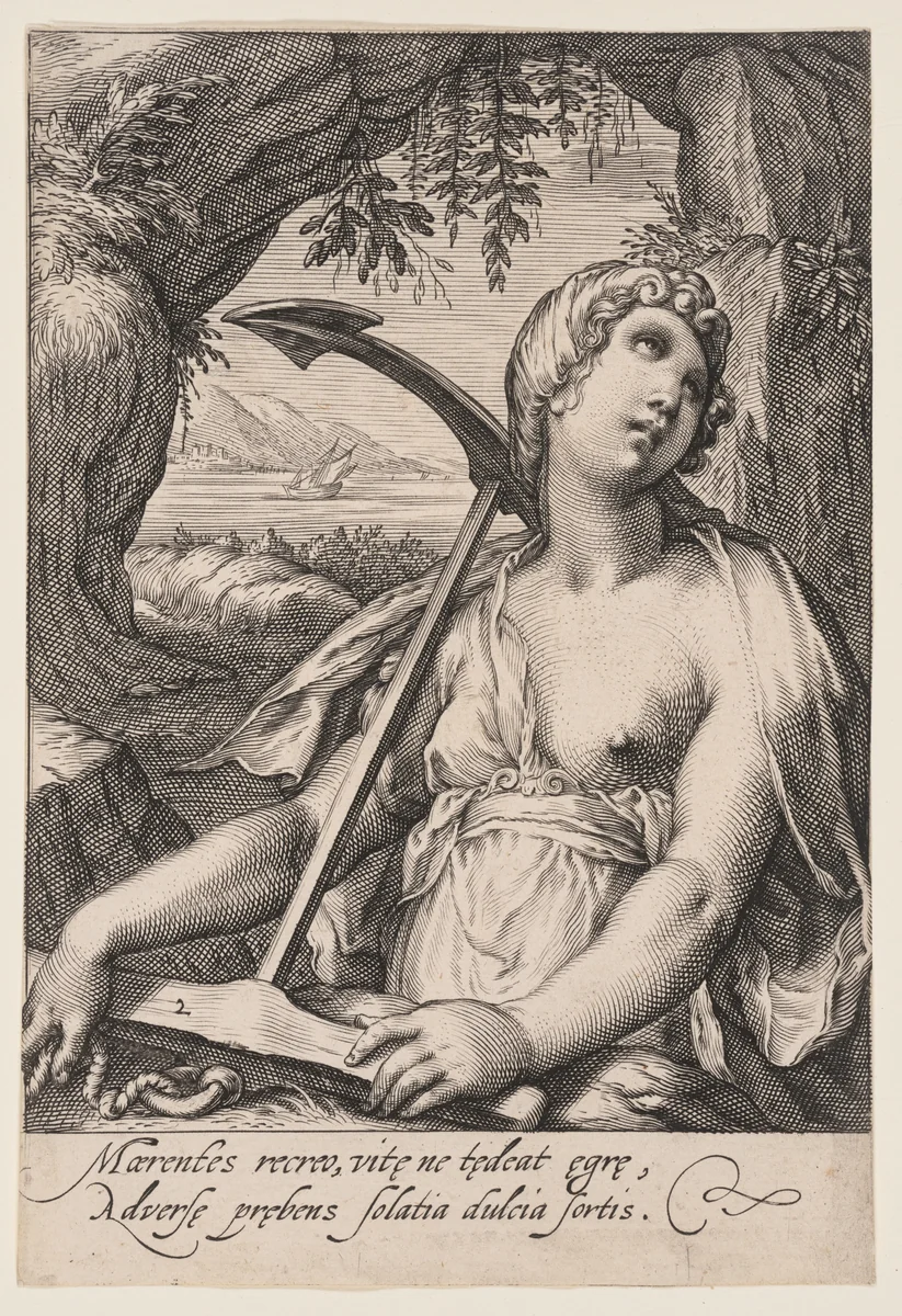 Hope, from The Seven Virtues by Jacob Matham, print, 1597