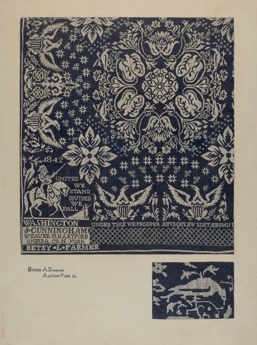 Textile of George Washington by Byron Dingman, index of american design, 1935-1942