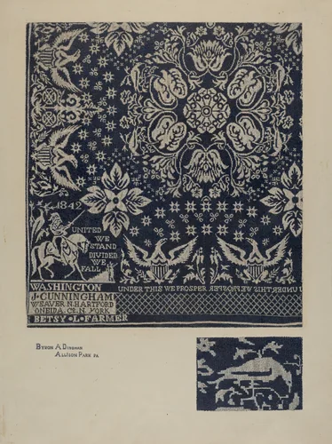Textile of George Washington by Byron Dingman, index of american design, 1935-1942