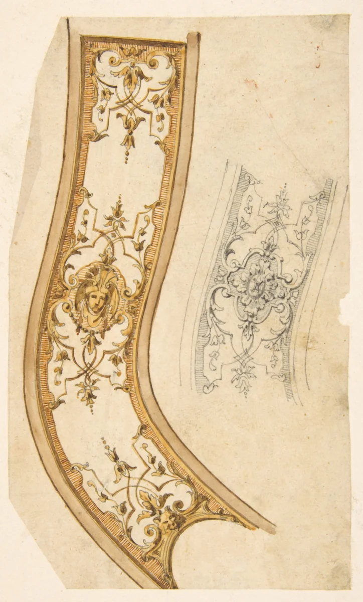 Design for decorative border by Jules-Edmond-Charles Lachaise, drawing, 1830-1897
