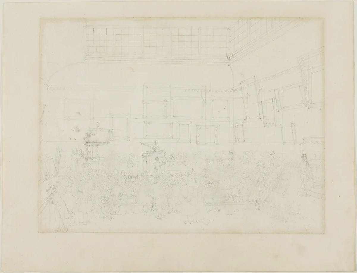 Study for Christie's Auction Room by Augustus Charles Pugin
Thomas Rowlandson, drawing, 1807-1808