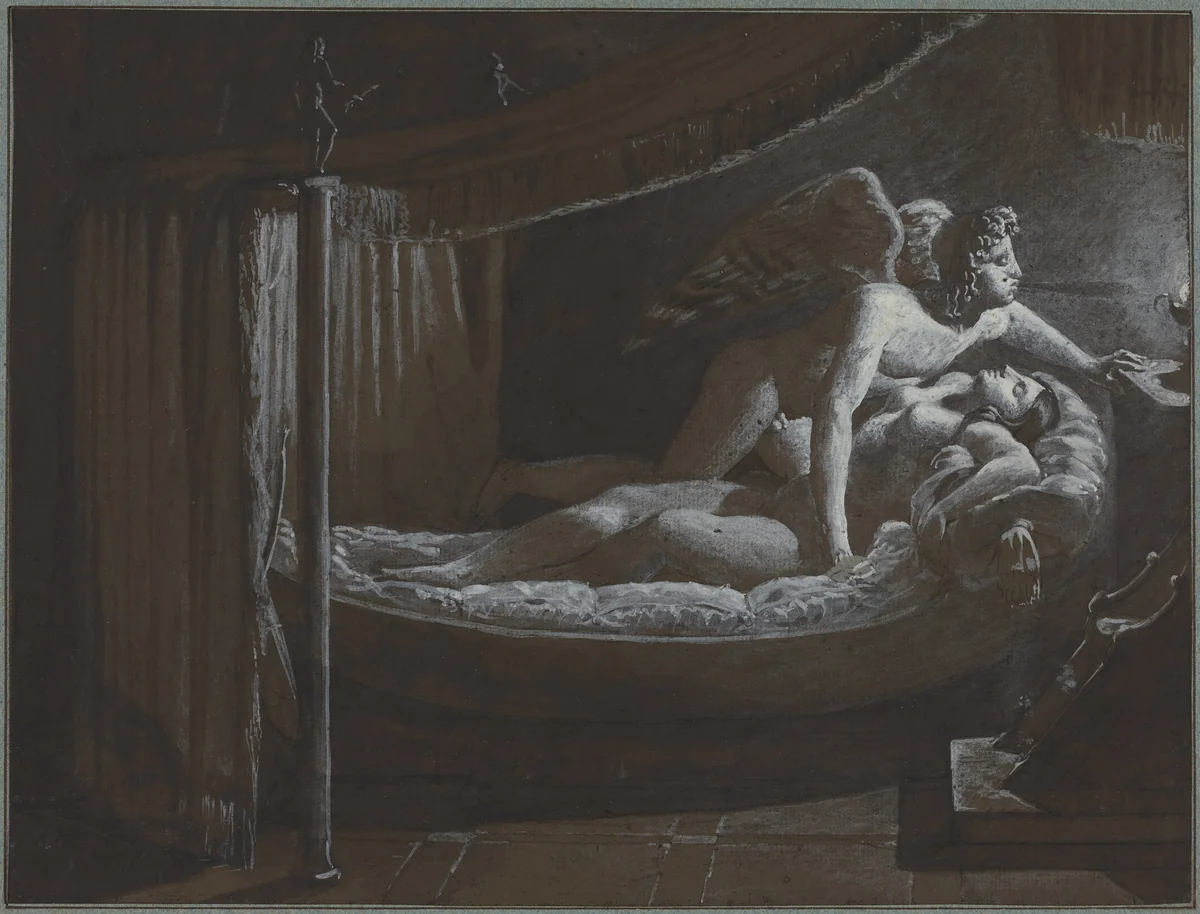 Cupid with Psyche Extinguishing the Lamp by François-Edouard Picot, drawing, 1786-1868