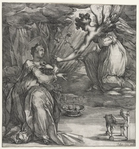 The Annunciation by Jacques Bellange, print, 1610-1616