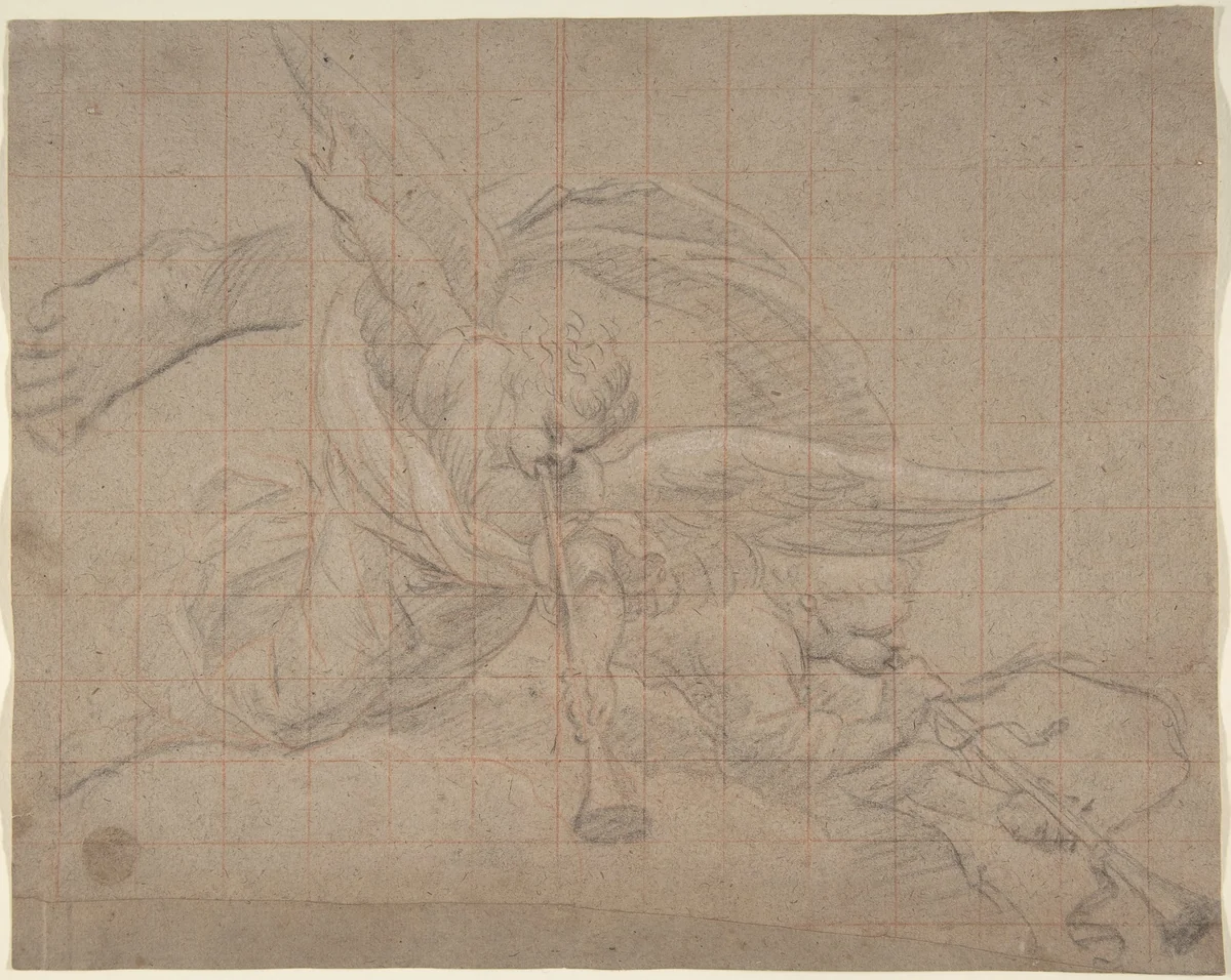 Two Angels, Study for the Val de Grâce by Pierre Mignard, drawing, 1620-1695