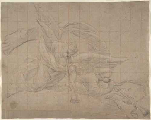 Two Angels, Study for the Val de Grâce by Pierre Mignard, drawing, 1620-1695