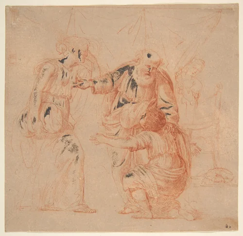 Abraham Dismissing Hagar by Andrea Sacchi, drawing, 1599-1661